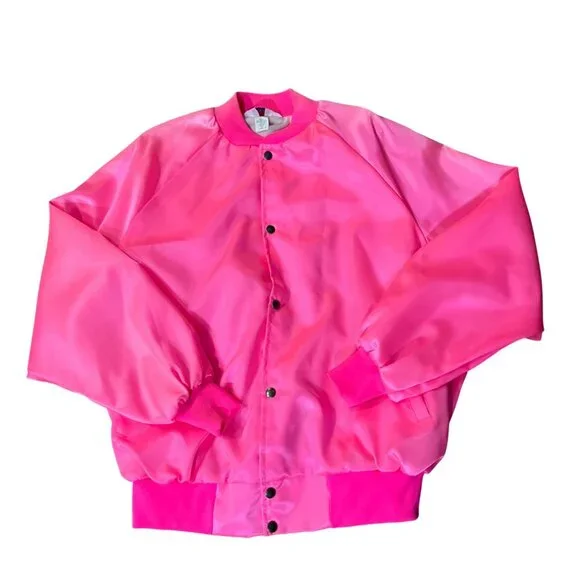 Vintage West Ark Pink Satin Bomber Jacket Women's XL Made in USA Used - Picture 15 of 16